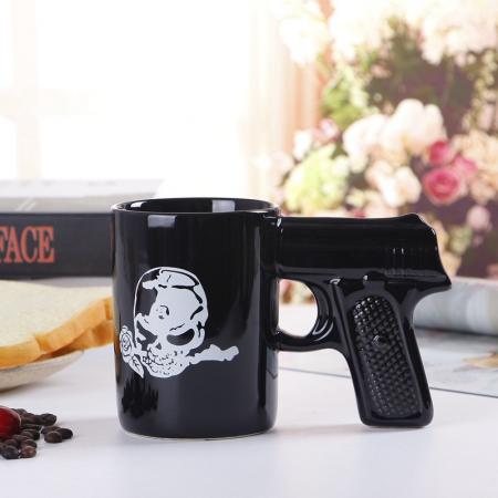 2019 neue pistolengriff kaffeetassen becher lustige pistole becher milch tee tasse kreative büro keramik kaffeetasse drink 