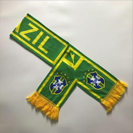 Weltcup Baumwolle Wolle Fan Schal benutzerdefinierte Brasilien Fußball Schal Souvenir Polyester Schal Wärmeübertragung 