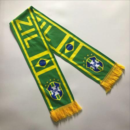 Weltcup Baumwolle Wolle Fan Schal benutzerdefinierte Brasilien Fußball Schal Souvenir Polyester Schal Wärmeübertragung 