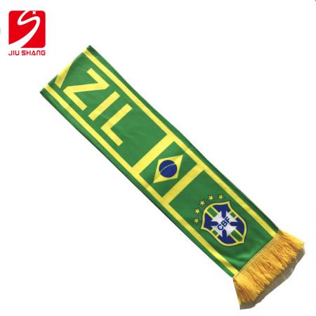 Weltcup Baumwolle Wolle Fan Schal benutzerdefinierte Brasilien Fußball Schal Souvenir Polyester Schal Wärmeübertragung 